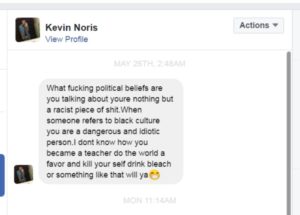 kevin noris hate filled text toward angela box